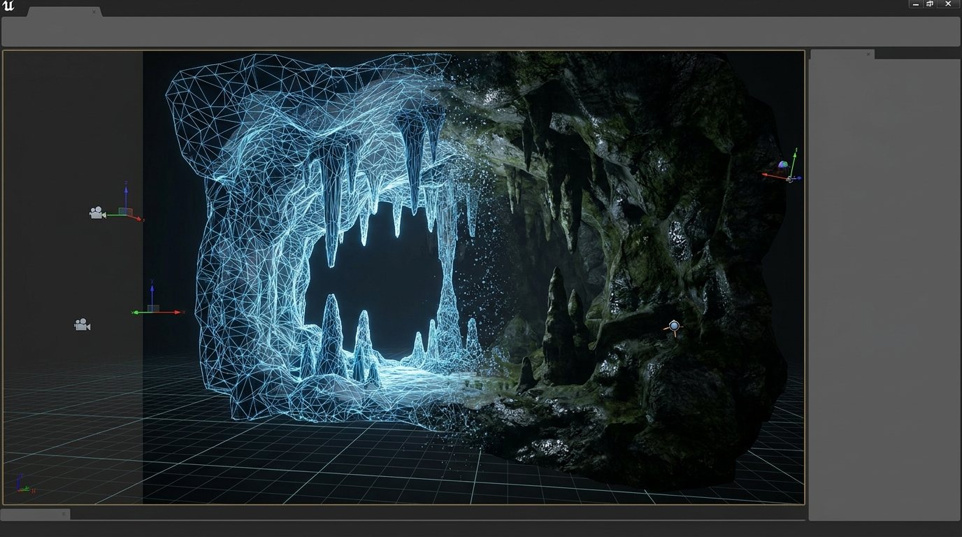 Textured 3D digital-twin mesh of the cave